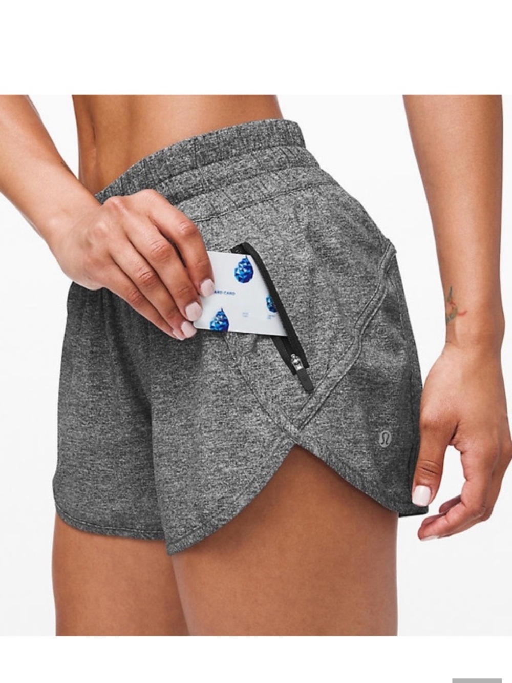lululemon athletica Heather Gray Athletic Tracker Shorts with Zipper Pocket
